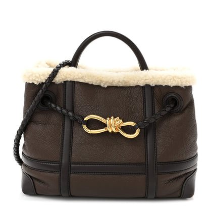 Bottega Veneta Shearling Aviator Small Andiamo Shoulder Bag Brown 1 of 11