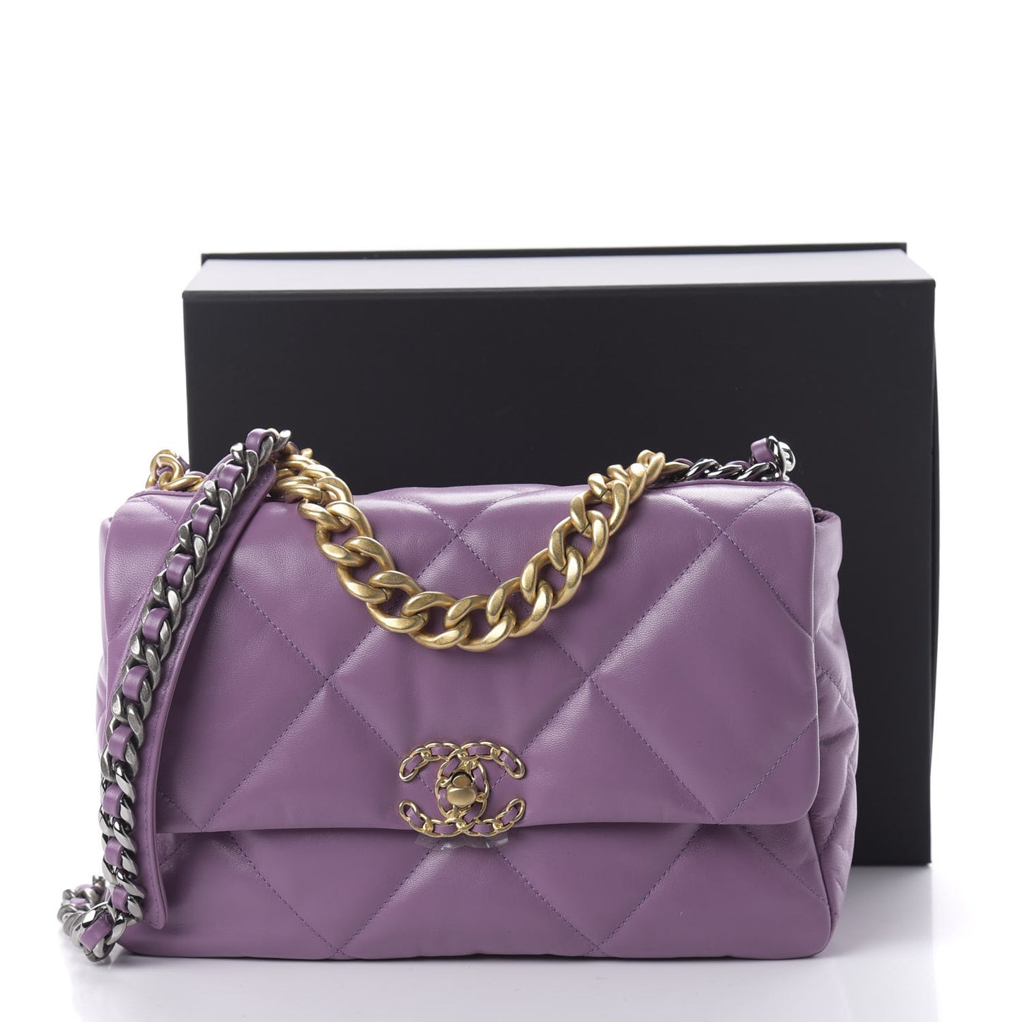 Goatskin Quilted Medium 19 Flap Violet Purple