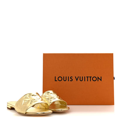 Louis Vuitton Metallic Lambskin Embossed Monogram Revival Flat Mules 38 Gold 10 of 10
