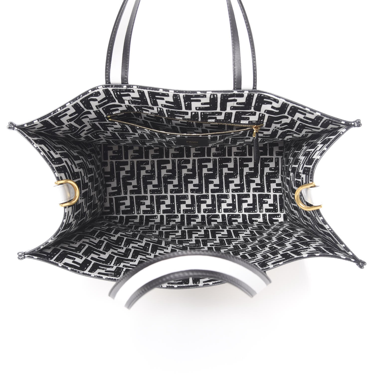 Fendi X JOSHUA VIDES Coated Canvas Stamp Patch Shopping Tote White Black 4 of 9