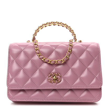 Chanel Lambskin Quilted Strass On Top Wallet On Chain Pink 1 of 12