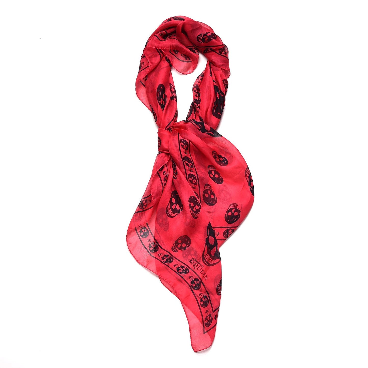 Silk Chiffon Skull Scarf Pink Black