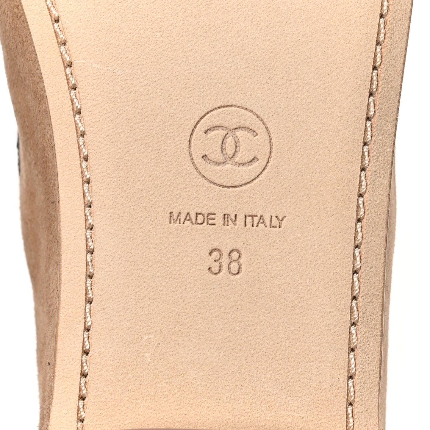 Suede Kidskin Grosgrain Mary Jane Flats 38 Beige Black