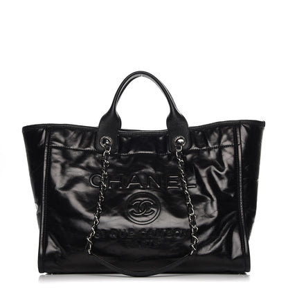 Chanel Glazed Calfskin Large Deauville Tote Black 1 of 8