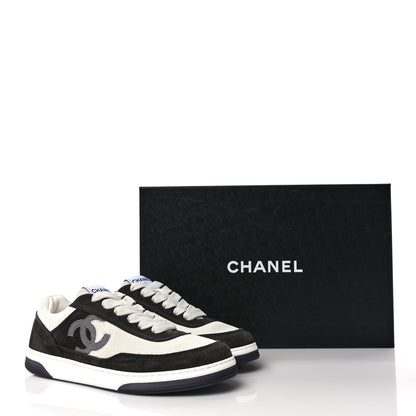 Chanel Suede Kidskin Womens CC Sneakers 36.5 Black White 9 of 9