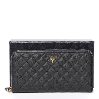 Prada Saffiano Quilted Zip Around Wallet Black 8 of 8