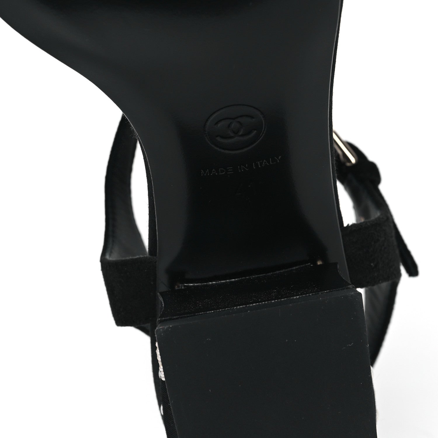 Chanel Pearl Slingback Sandals 41 Black 6 of 9
