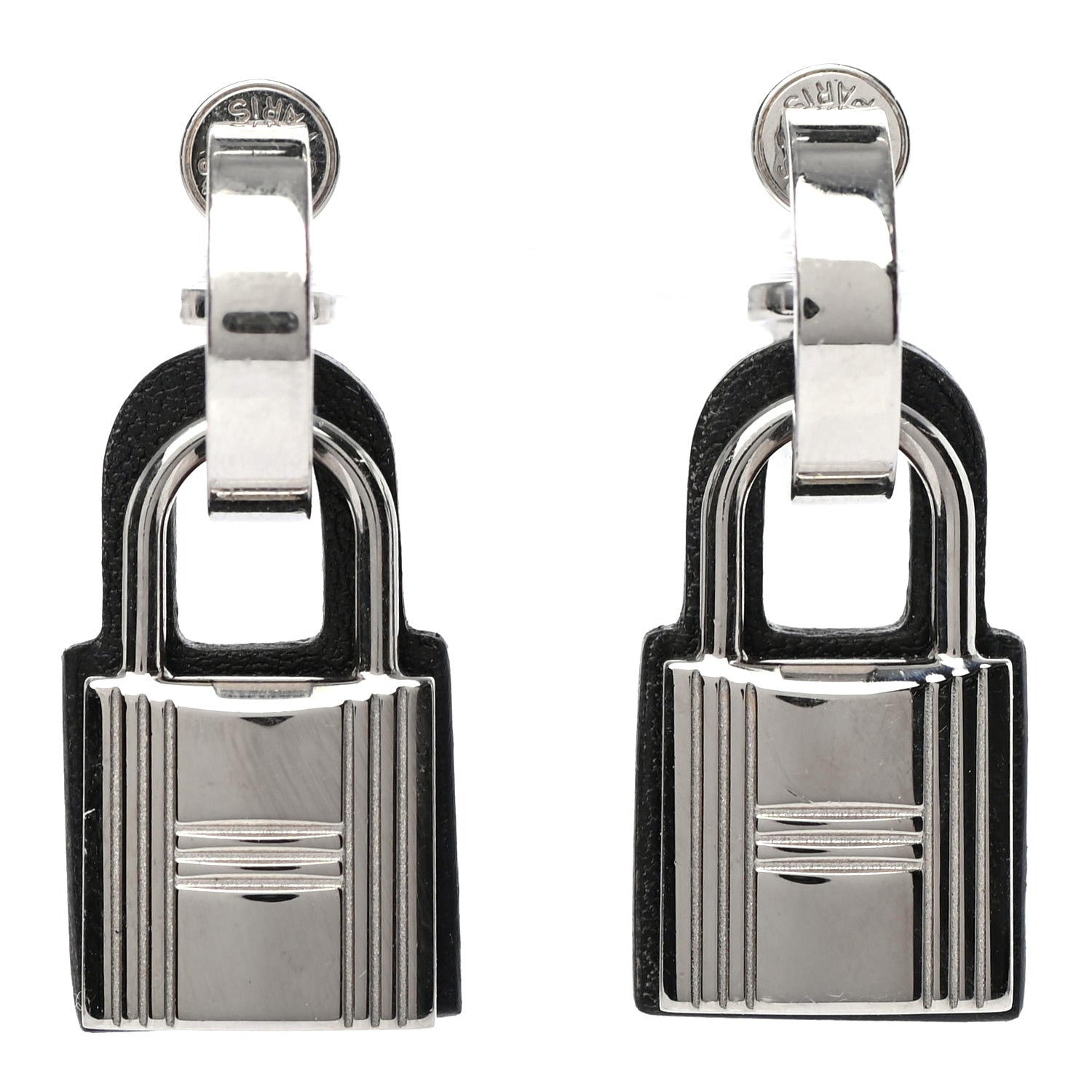 Hermes Palladium Swift O'Kelly Earrings Black 1 of 5