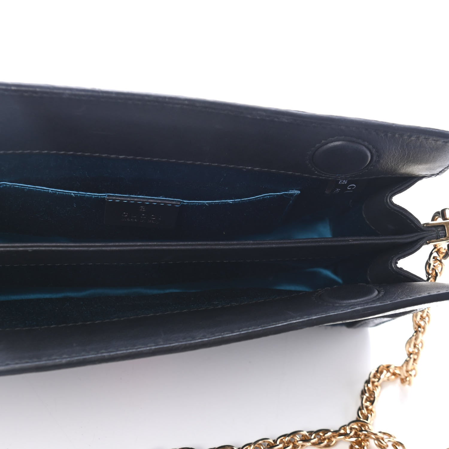 Gucci Suede Patent Web Small Ophidia Chain Shoulder Bag Blue Black 4 of 4