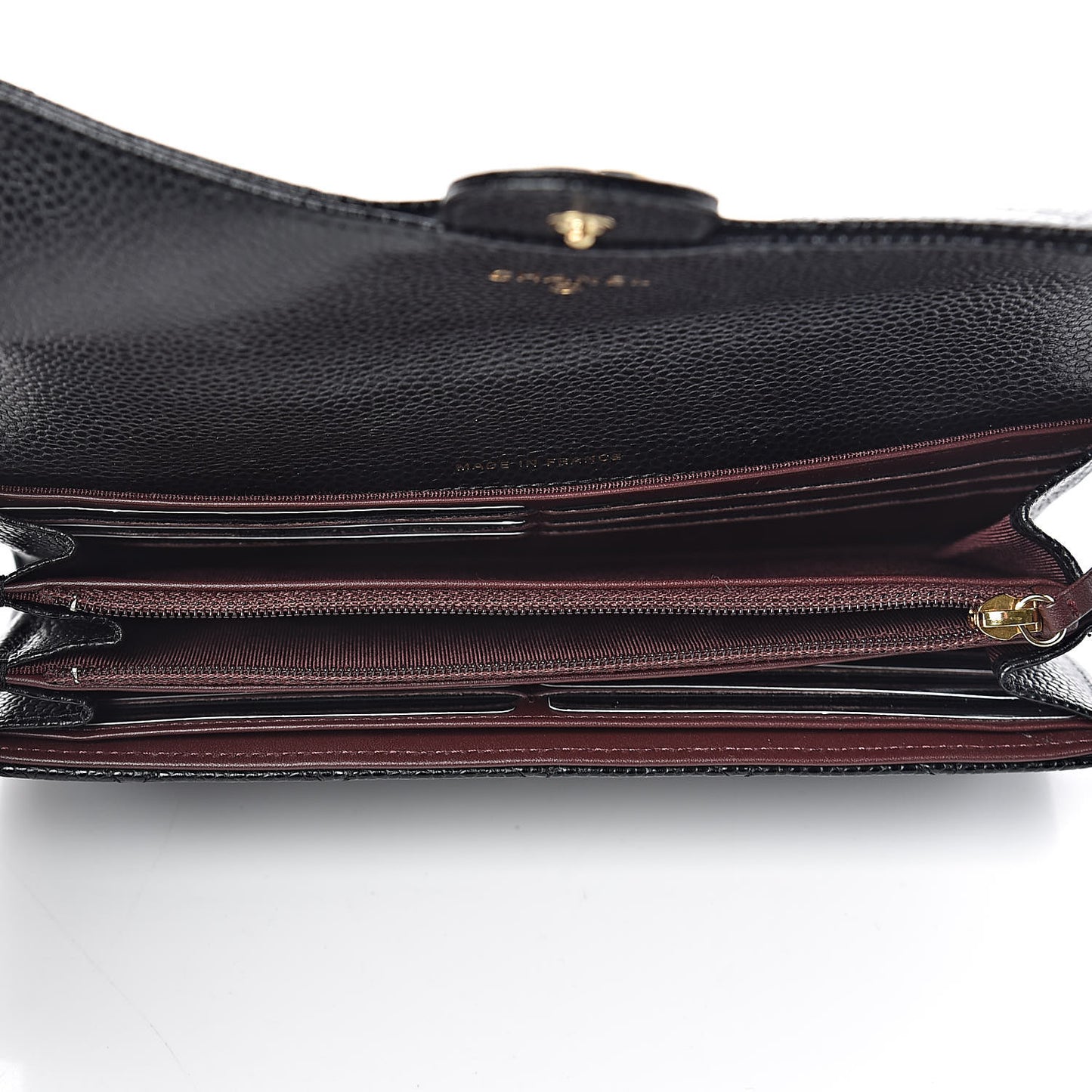 Caviar Quilted Large Gusset Flap Wallet Black