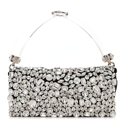 Saint Laurent Satin Jeweled Clutch Black Silver 1 of 11