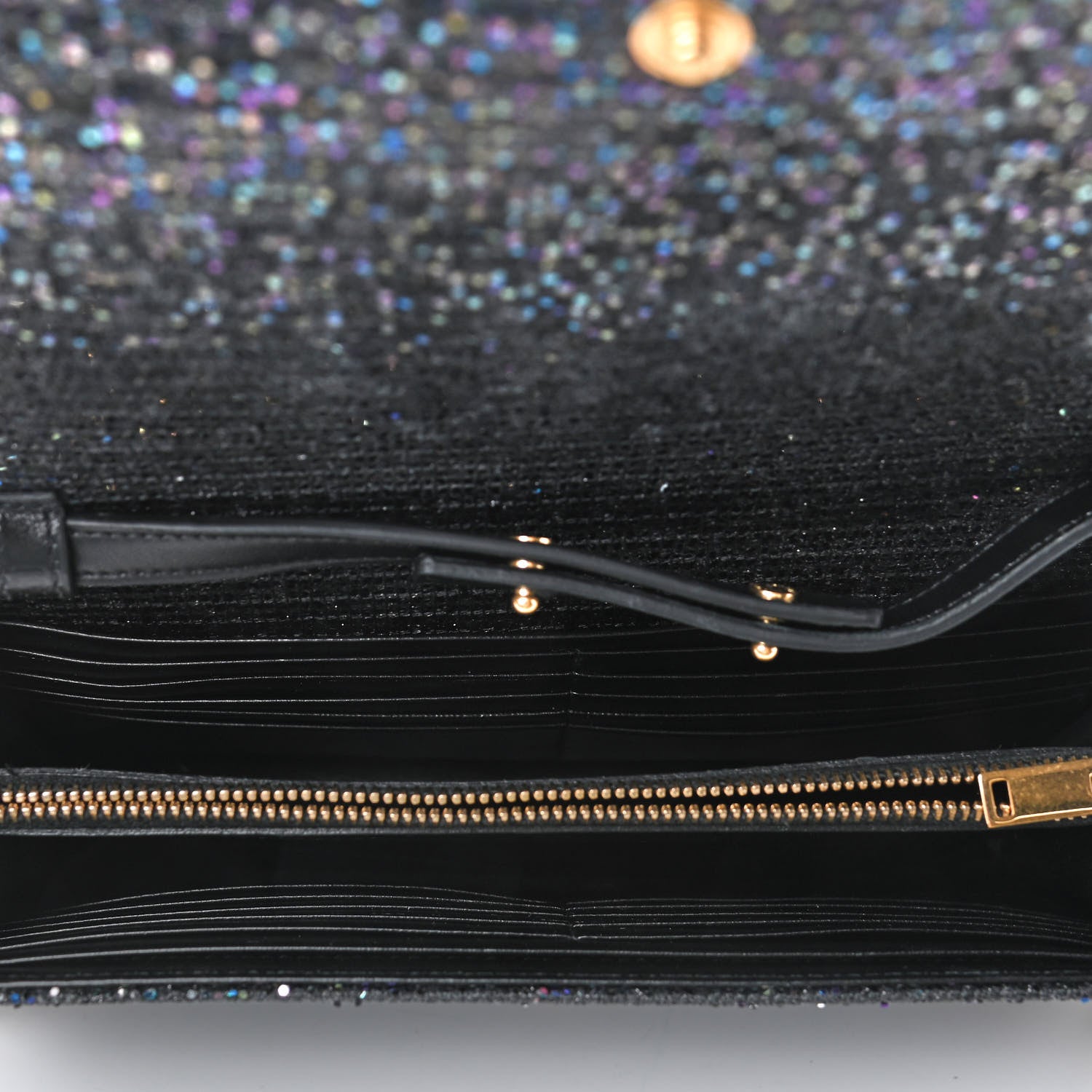 Saint Laurent Glitter Classic Monogram Chain Wallet Black Multicolor 4 of 4