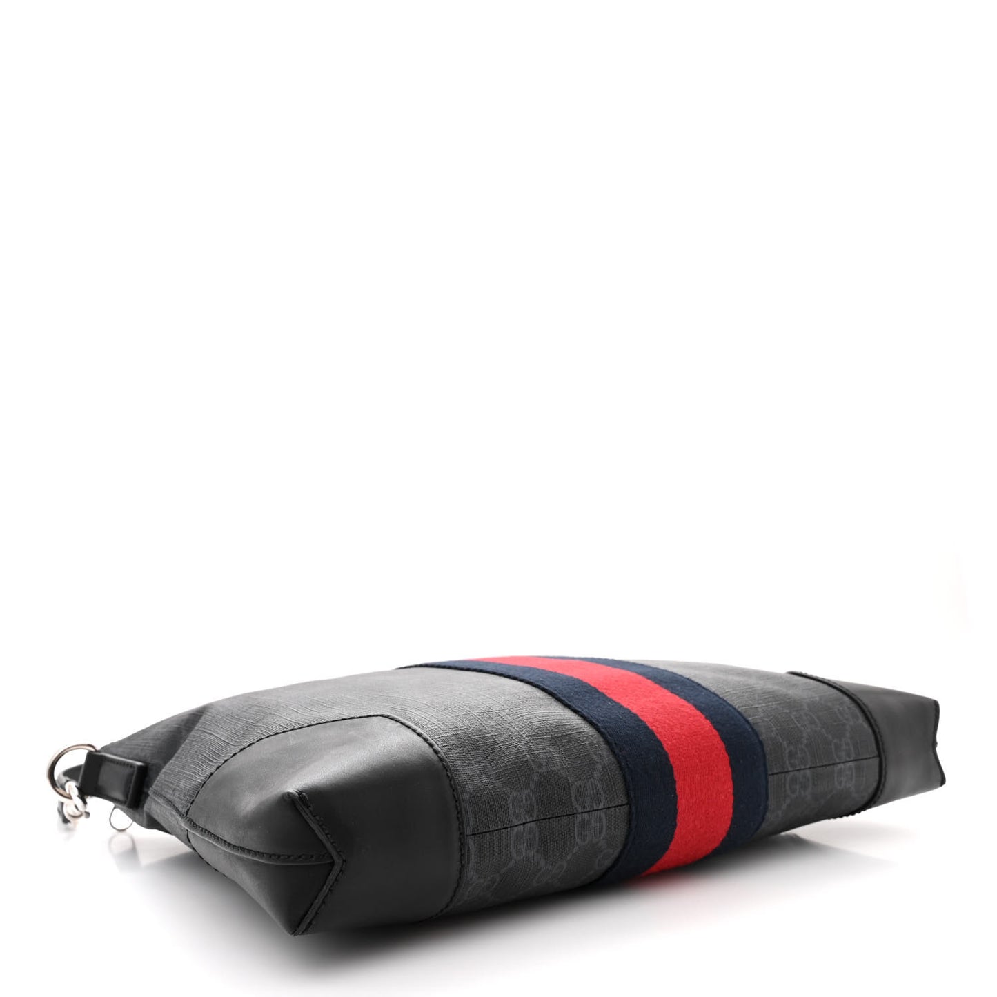 Soft GG Supreme Monogram Appia Calfskin Web East West Messenger Bag Black Grey
