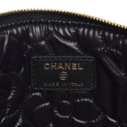 Chanel Lambskin Camellia Embossed Medium Cosmetic Case Black Gold 6 of 7