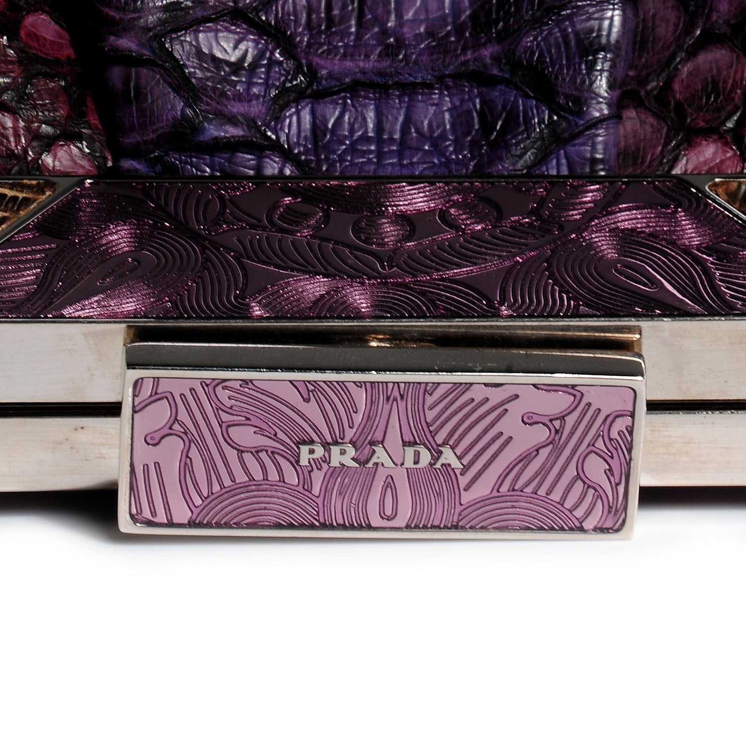 Prada Python Lizard Frame Clutch Bag Purple 9 of 9