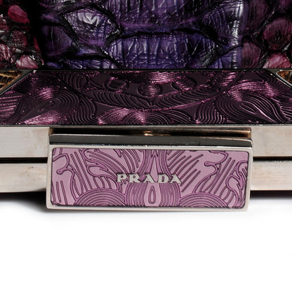 Prada Python Lizard Frame Clutch Bag Purple 9 of 9