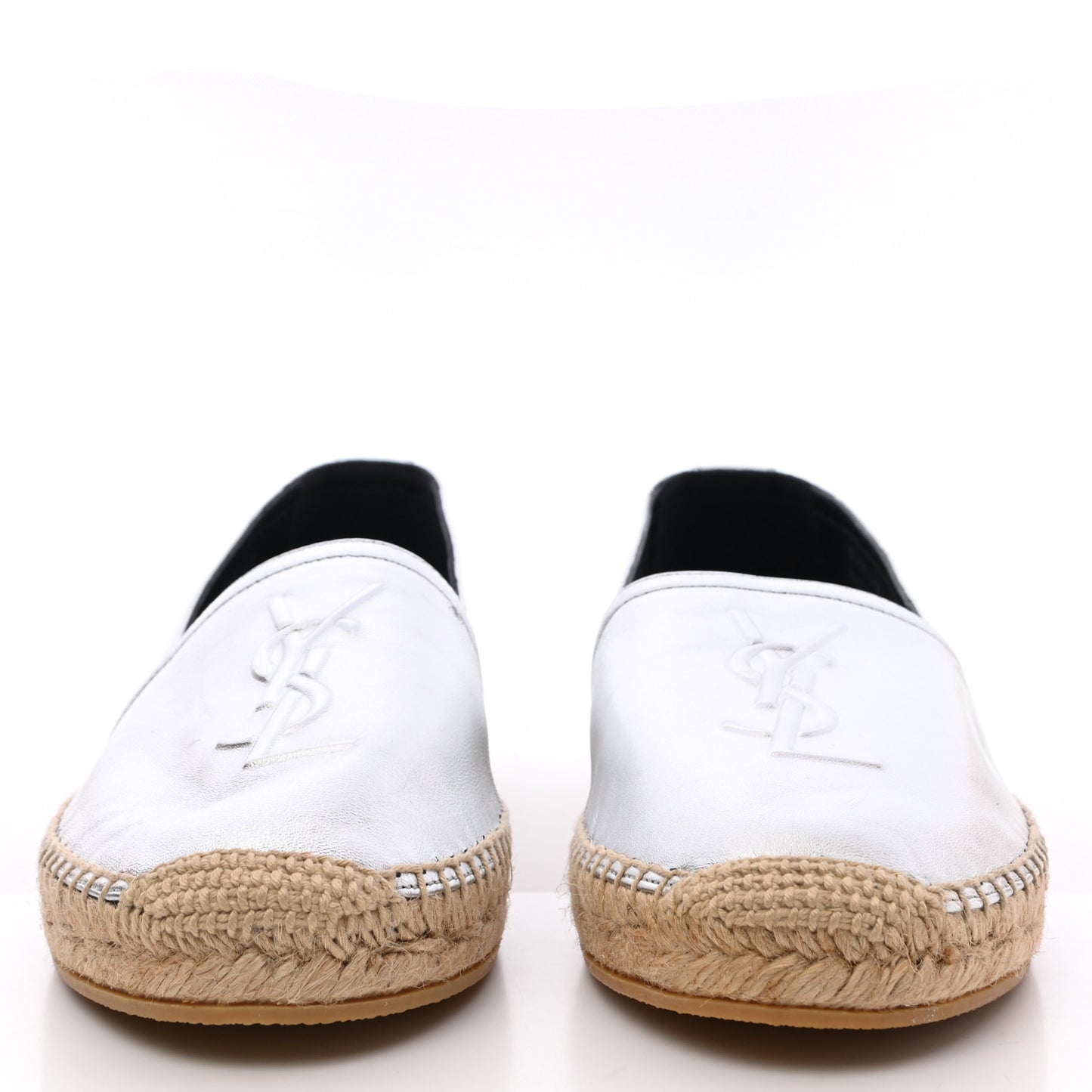 Metallic Lambskin Monogram Espadrilles 38 Argento