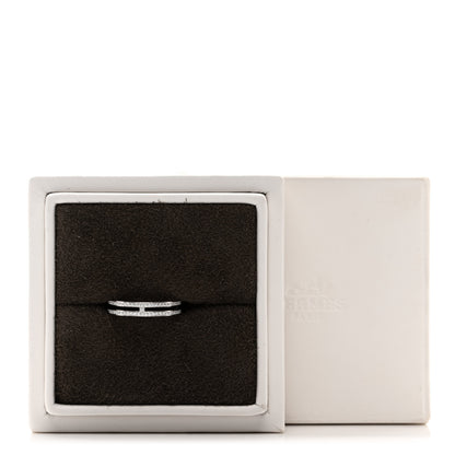 Hermes 18K White Gold Diamond Ariane Wedding Band Ring 52 6 5 of 5
