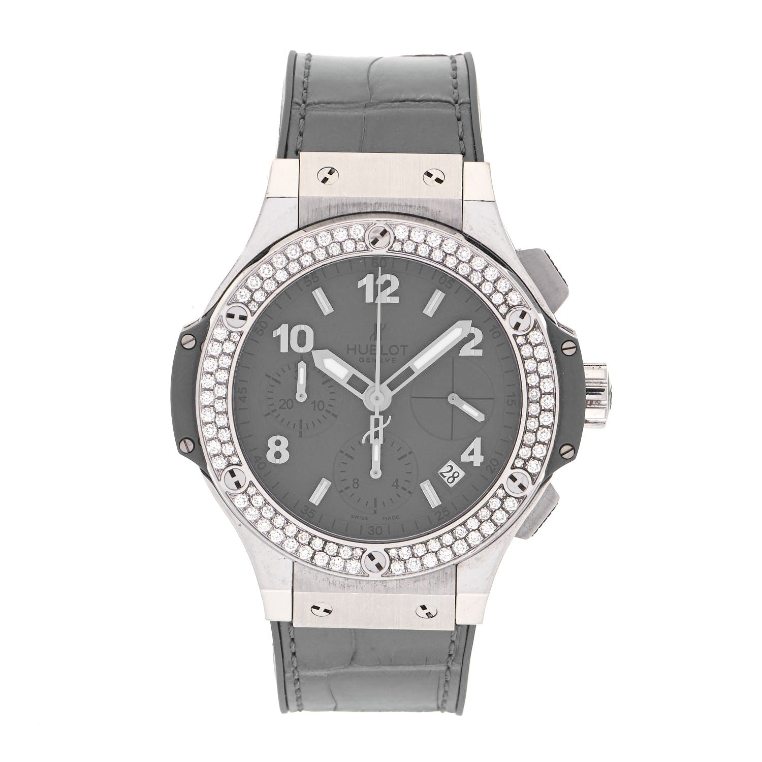 Hublot Stainless Steel Alligator Diamond Pave Bezel 41mm Big Bang Automatic Watch Grey 342.ST.5010.LR.1104 1 of 4