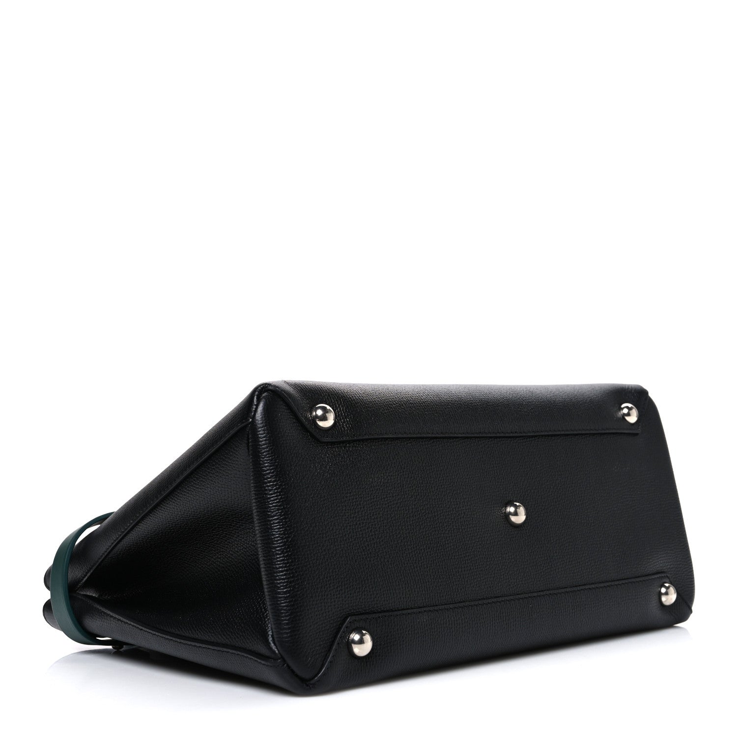 Burberry Derby Calfskin House Check Medium Banner Tote Black Sea Green 4 of 11