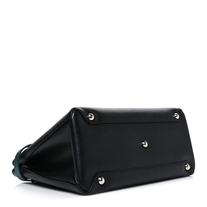 Burberry Derby Calfskin House Check Medium Banner Tote Black Sea Green 4 of 11