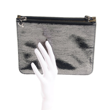 Alexander McQueen Leather Double Compartment Pouch Gold Silver 2 of 11