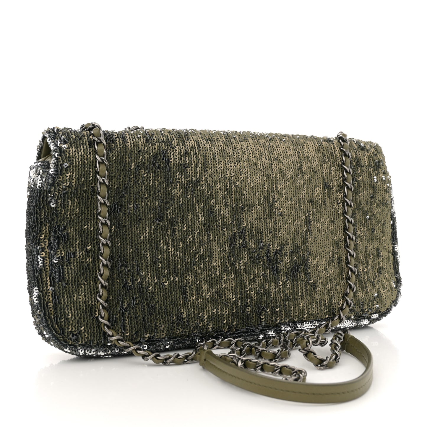 Sequin Coco Cuba Flap Bag Khaki