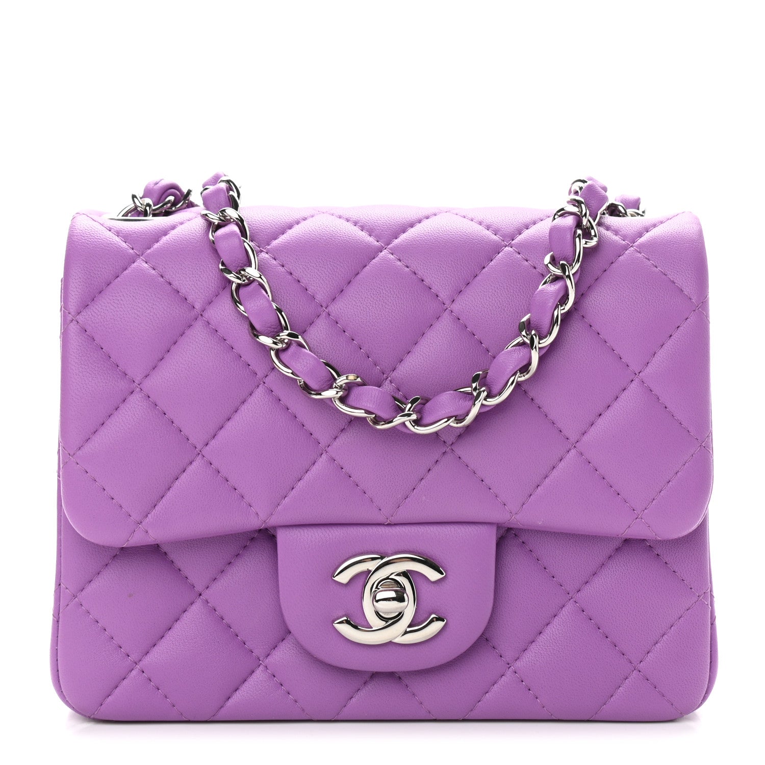 Chanel Lambskin Quilted Mini Square Flap Purple 1 of 9