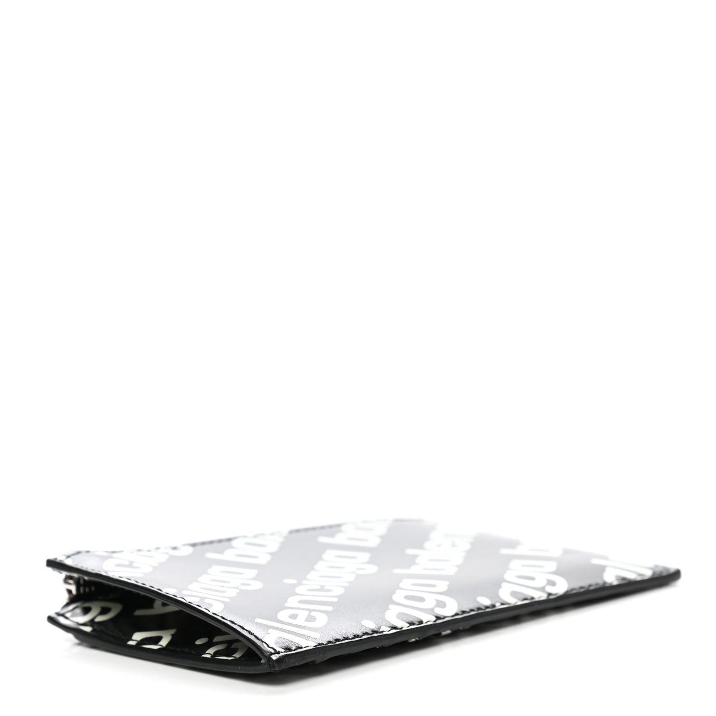 Calfskin Diagonal Logo Large Cash Long Coin Card Holder Black