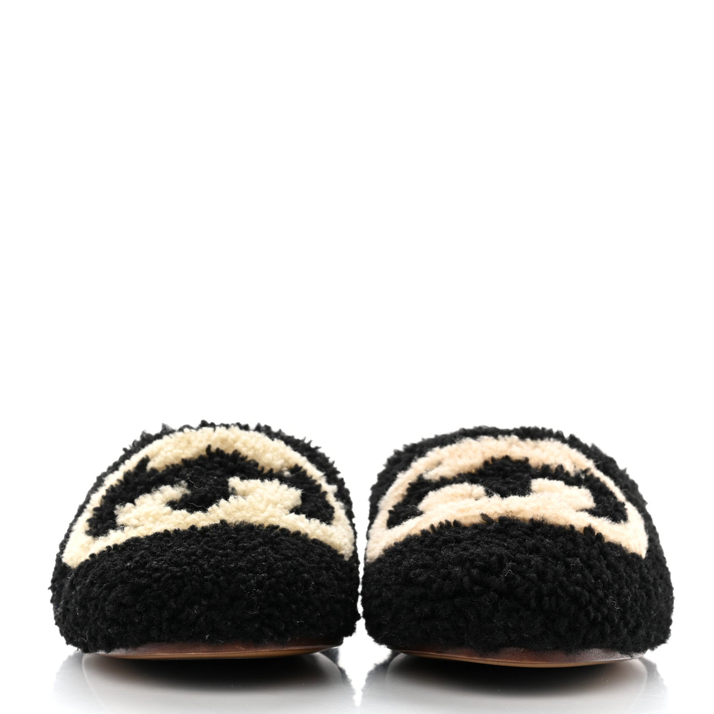 Shearling Interlocking G Womens Eileen Slippers 35 Black Butterscotch