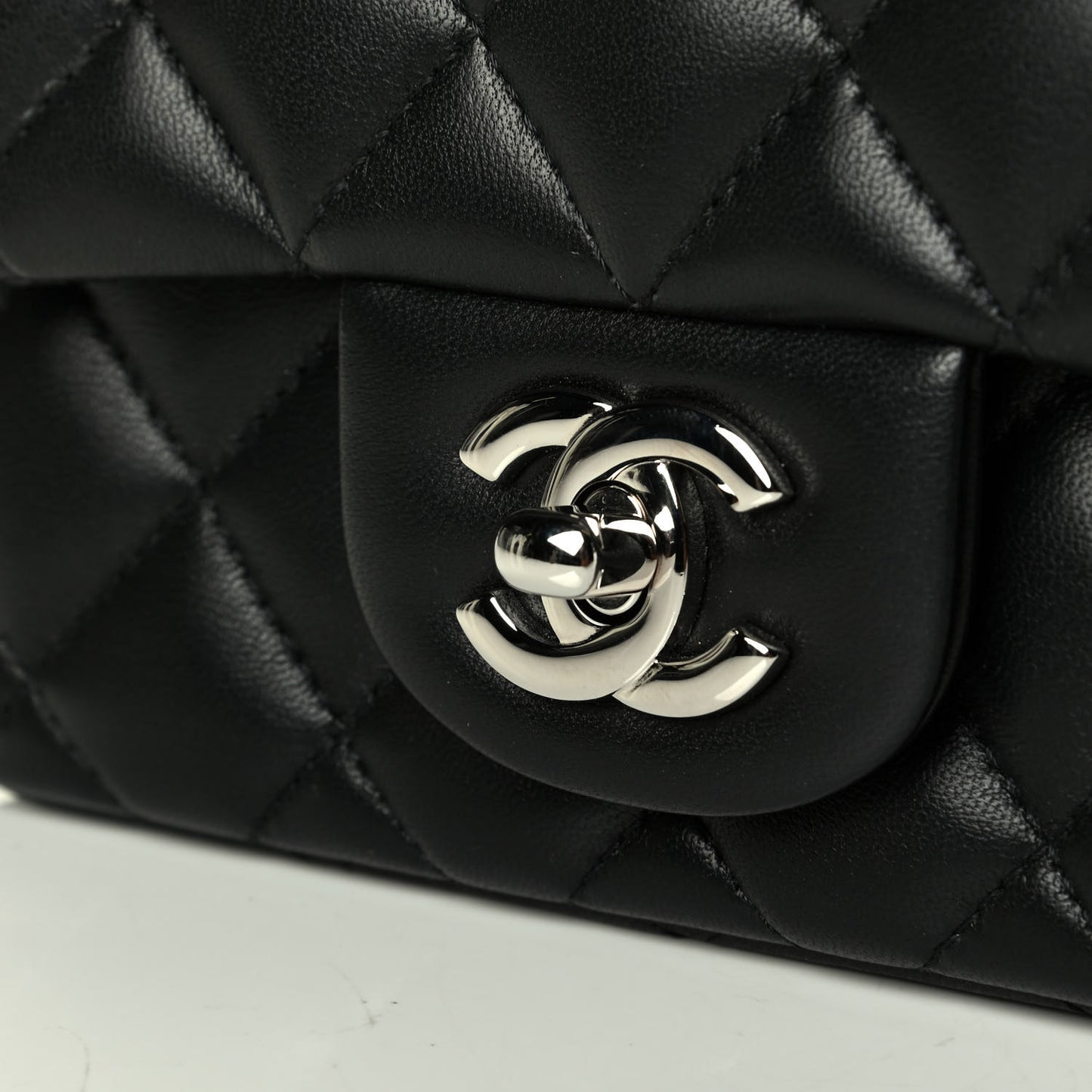 Lambskin Quilted Mini Square Flap Black