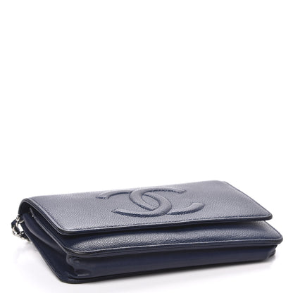 Chanel Caviar Timeless CC Wallet On Chain WOC Dark Blue 3 of 11