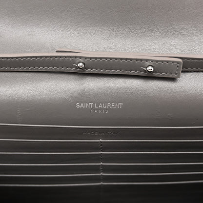 Saint Laurent Calfskin Crocodile Embossed Monogram Chain Wallet Fog 6 of 10