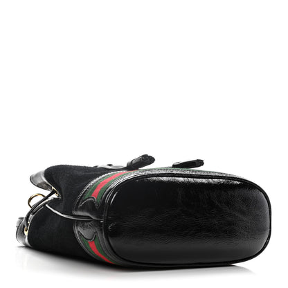 Gucci Suede Patent Web Small Ophidia Bucket Bag Black 4 of 11
