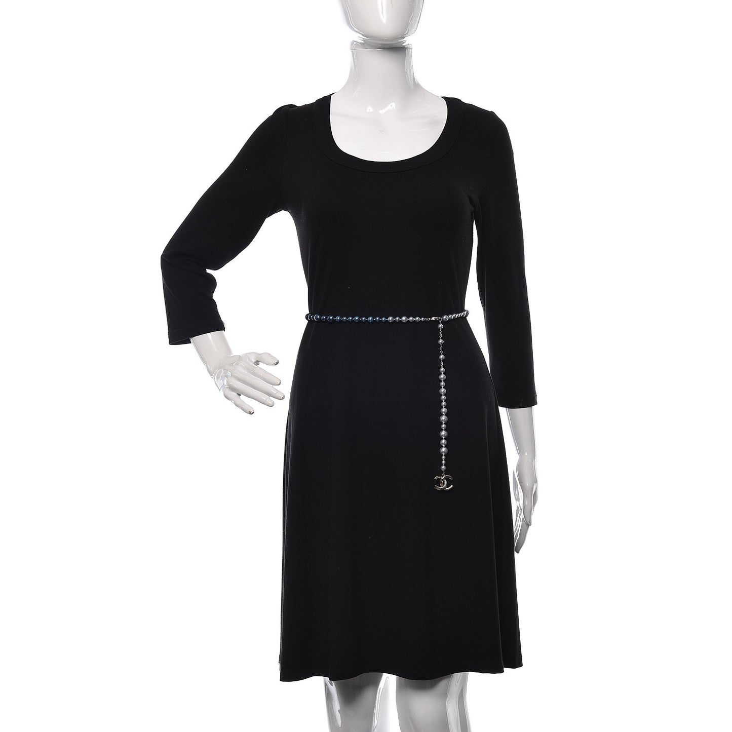 Pearl Beaded CC Belt Blue