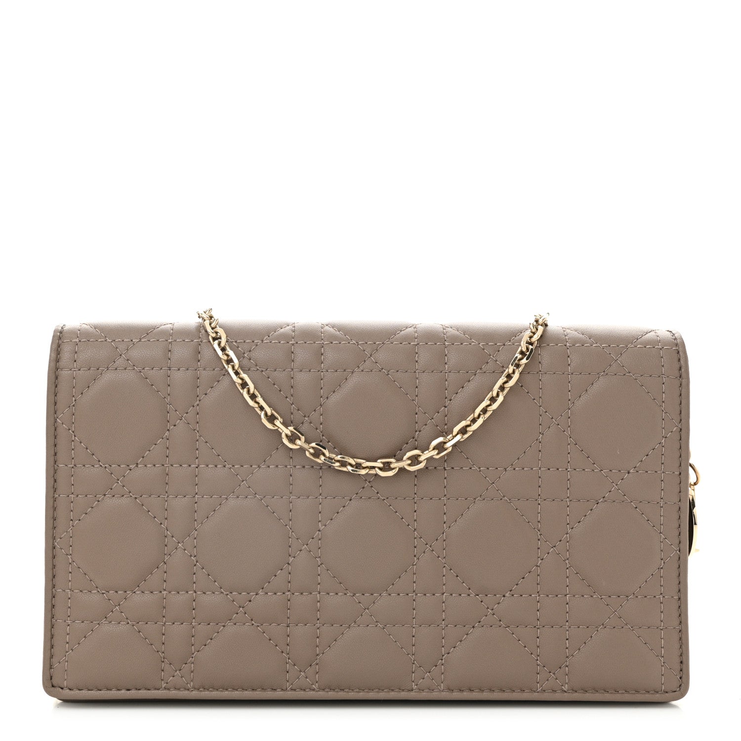Christian Dior Lambskin Cannage Lady Dior Pouch Warm Taupe 1 of 10