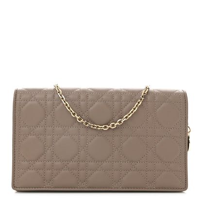 Christian Dior Lambskin Cannage Lady Dior Pouch Warm Taupe 1 of 10