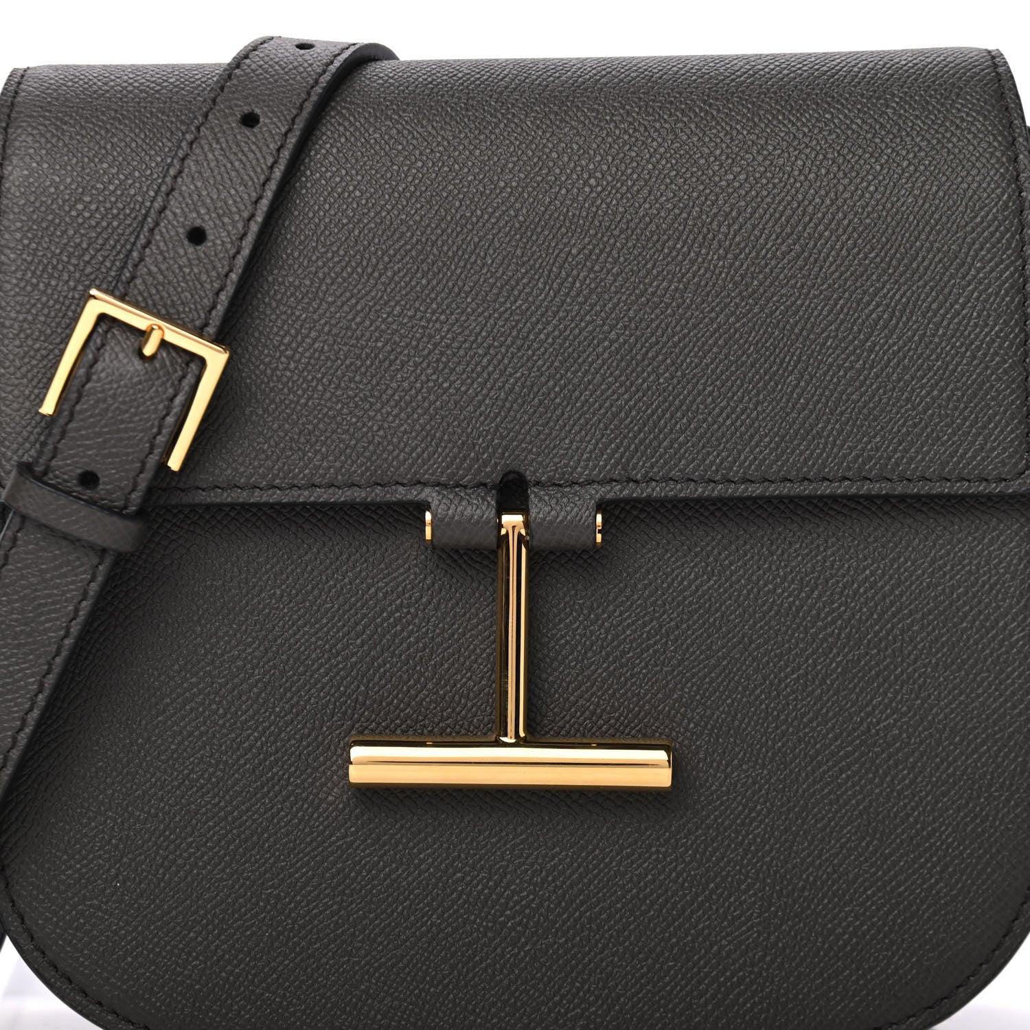 Tom Ford Grained Calfskin Mini T Clasp Tara Crossbody Bag Graphite 8 of 8