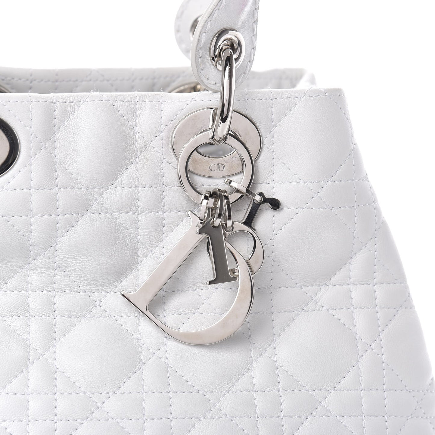 Lambskin Cannage Medium Soft Lady Dior White