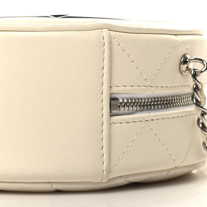 Chanel Lambskin Metal Quilted Round Clutch With Chain White Silver 10 of 11