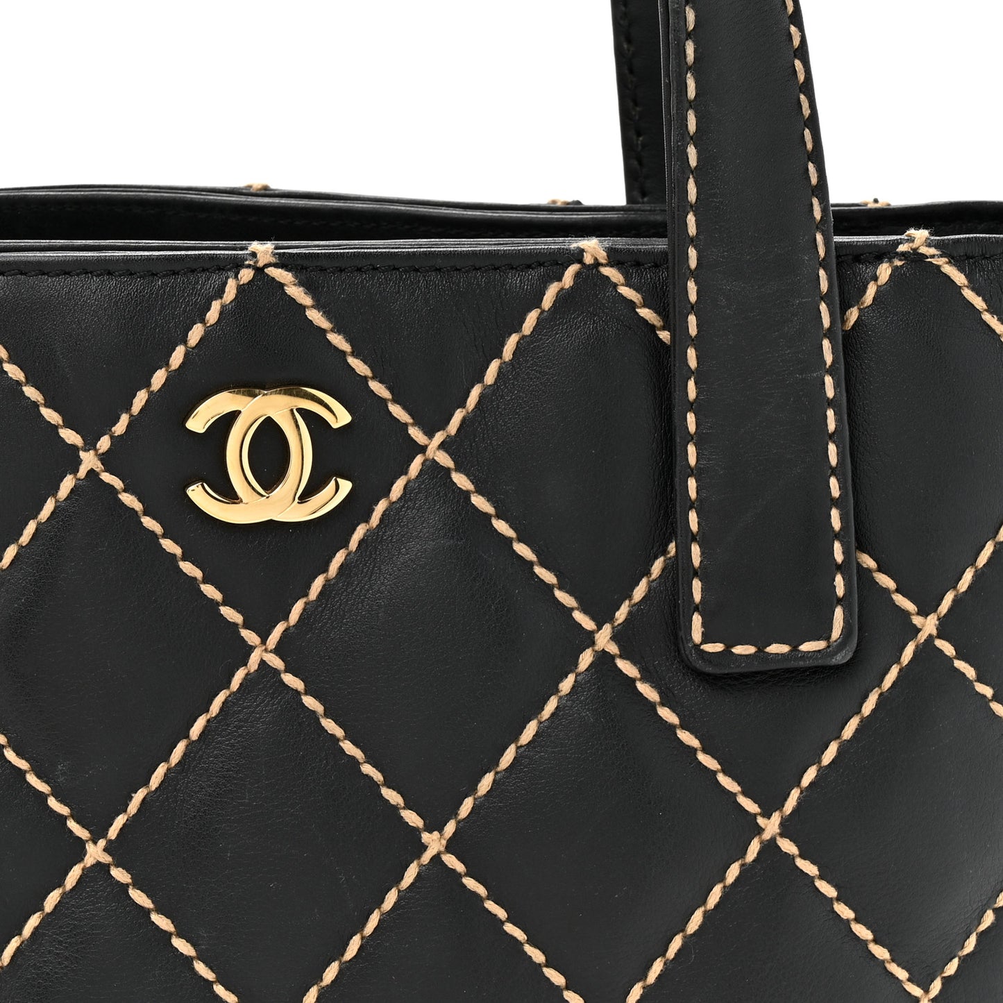 Calfskin Wild Stitch Tote Black