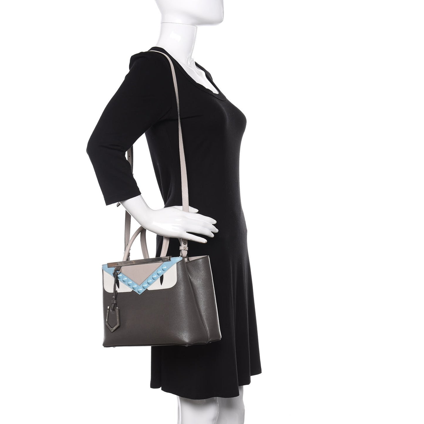 Vitello Elite Monster Eyes Studded Petite 2Jours Tote Carbone White Multicolor