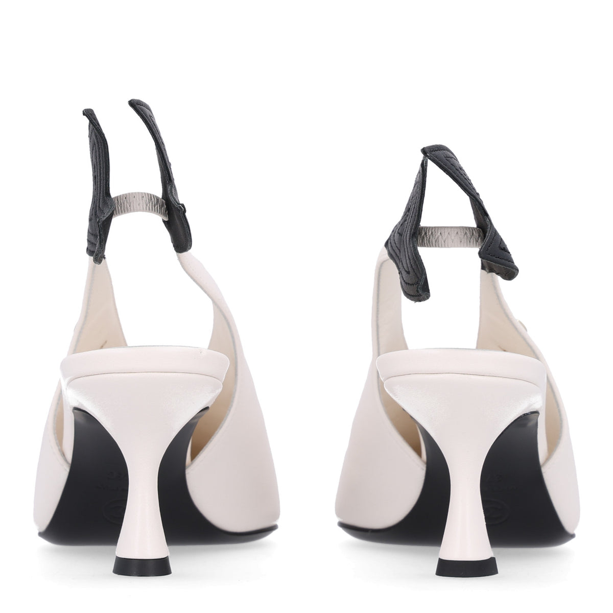 Lambskin Slingback Pumps 37.5 White Black