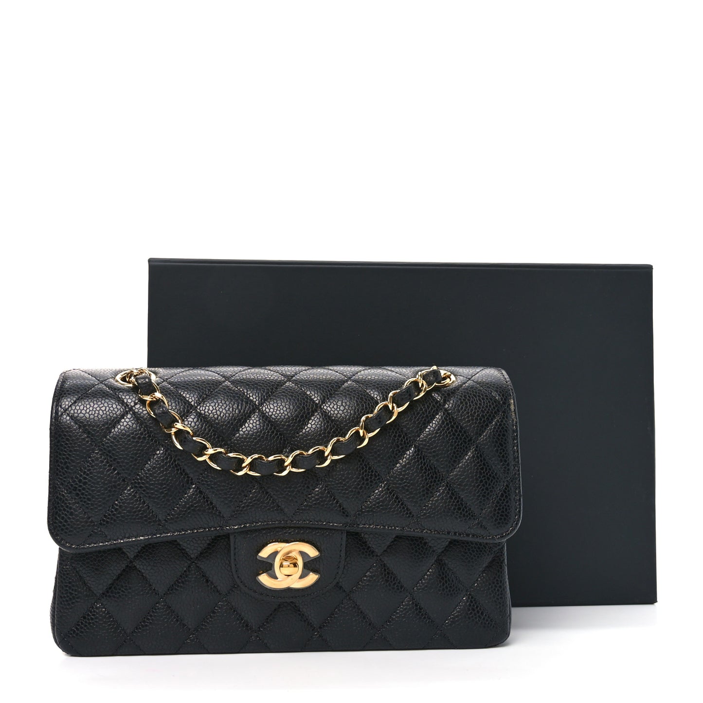 Caviar Quilted Small Double Flap Black