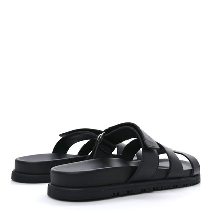 Hermes Calfskin Womens Chypre Sandals 39.5 Black 4 of 9