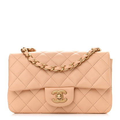 Chanel Lambskin Quilted Mini Rectangular Flap Beige 1 of 10