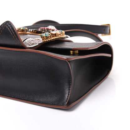 Miu Miu Goatskin Madras Soft Calf Crystal Embellished Shoulder Bag Black 6 of 9