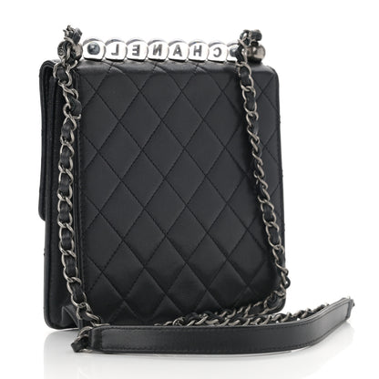 Chanel Goatskin Quilted Acrylic Beads Flap Black 3 of 13