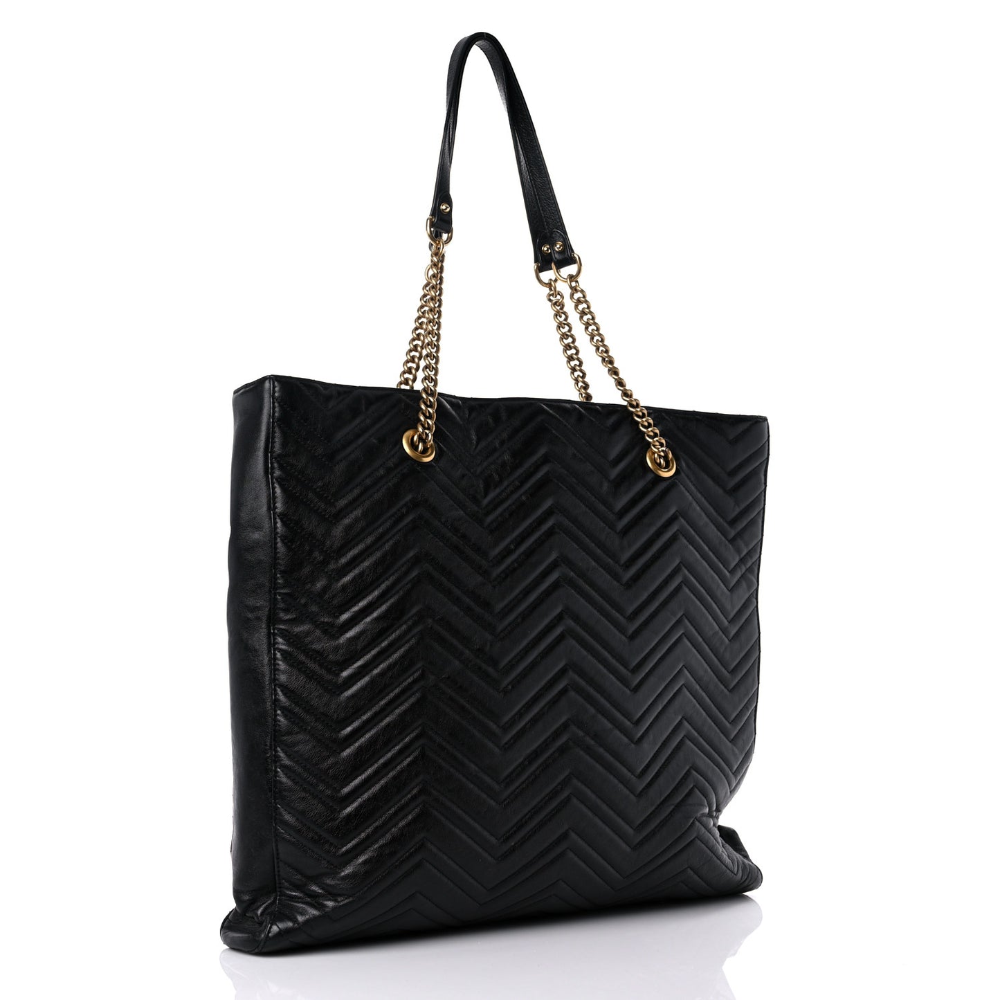 Azalea Calfskin Matelasse Large GG Marmont Slim Tote Black