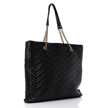 Gucci Azalea Calfskin Matelasse Large GG Marmont Slim Tote Black 3 of 17